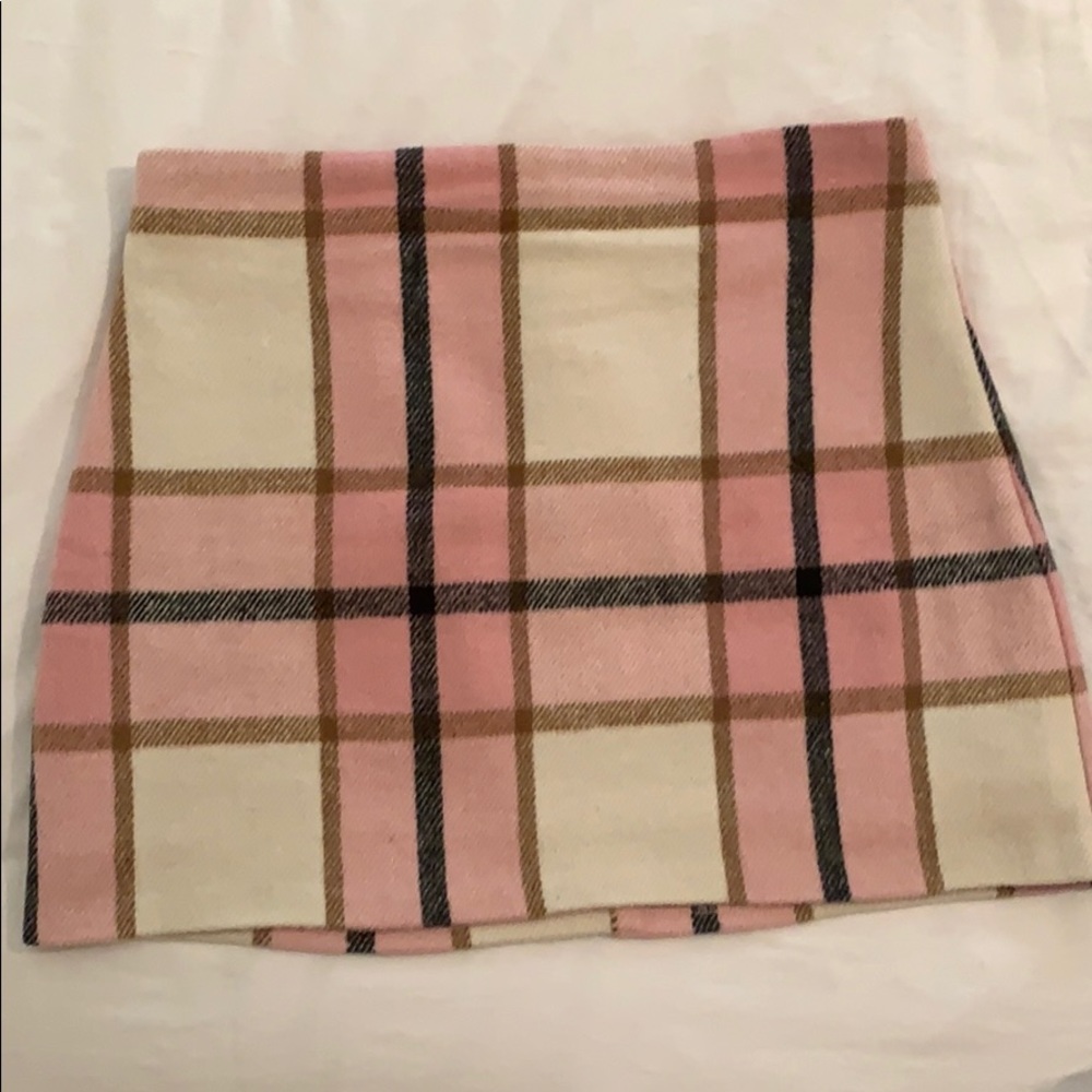 Pink plaid skirt